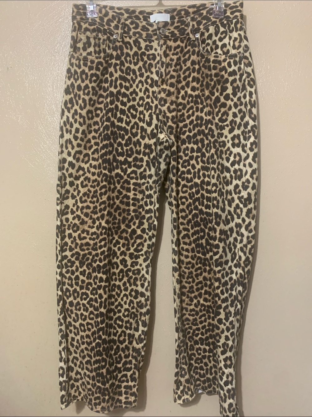 H&M size 10 Brown and Black Leopard Print Wide Leg Denim Pants